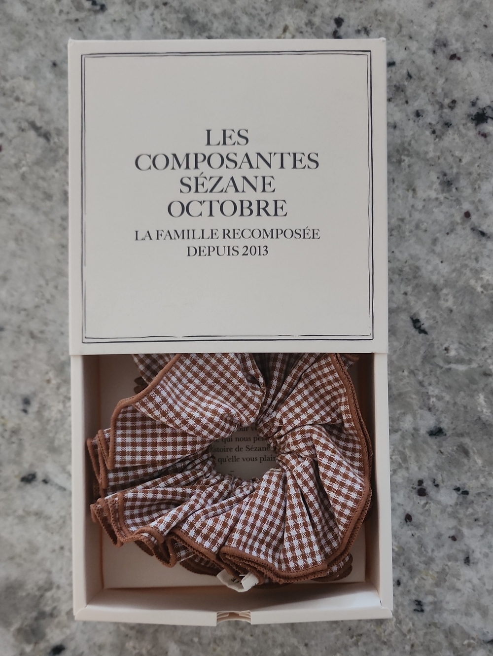 Sézane Brown Gingham Hair Scrunchie